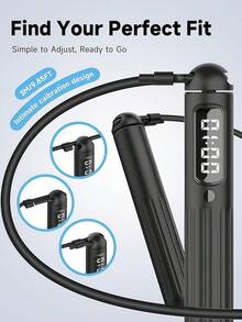 LMMAKE 1PC Weighted Jump Rope, Adjustable Length With LCD Counter, Durable PVC, 2-In-1 Ropeless & Traditional Modes For Men & Women, Ideal For Home, Gym, Office And Outdoor Use - One Size Fits All - View 4