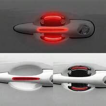 1 Set 8pcs Red Car Door Handle Reflective Stickers - A - View 2