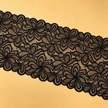 Ruban de dentelle décorative élégante noire à motif floral, largeur 9,4 pouces, délicat, en tissu doux et durable, pour mariage, voile de mariée, robe de bal, confection de costumes, rideaux, décoration de la maison, accessoires pour cheveux DIY, couture et loisirs créatifs - Multicolore - Voir 2