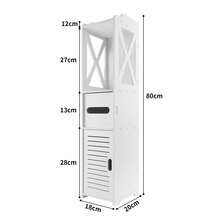 Mobiletto da bagno a pavimento, impermeabile, autoportante, mobiletto contenitore sottile bianco con ripiano e 1, mobiletto multiuso per riporre carta igienica, shampoo e asciugamani, bianco - Bianco - Visualizzare 2