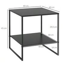 Industrial Style Side Table, Coffee Table, Bedside Table, 1 Shelf, Black - 黑色 - 查看 3