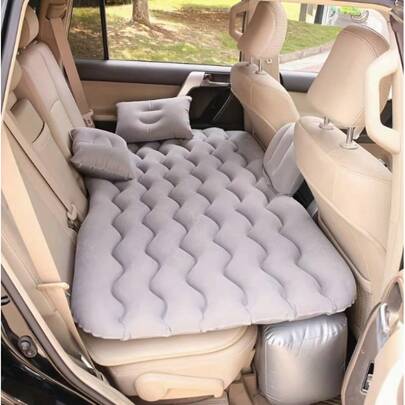 Inflatable Mattress Set With Matching Pillow, Thick Plush Fabric, Inflatable Bed, Space-Saving Foldable Camping Pad, Suitable For Most Vehicles, Perfect For Road Trips, Backyard Patio, Office Naps And Outdoor Camping.