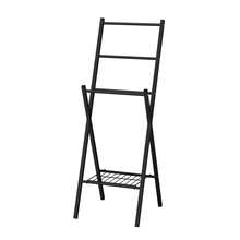 1PC Heavy Duty Freestanding Ladder Towel Rack Made Of Carbon Steel, Space Saving Multi Tier Blanket Display Stand, Waterproof Floor Storage Shelf For Bathroom, Balcony & Bedroom - Multicolor - View 11