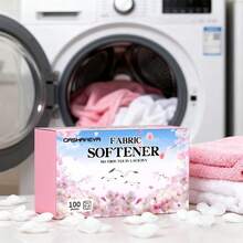 1 Box 40pcs Sakura Scented Fabric Softener Sheets, Clothes Softener, Car Air Freshener, Long-Lasting Fragrance, Soften Clothes, Deodorizing Fragrant Laundry Sheets, Laundry Essential - Cherry Blossom Smoothie Sheets - View 2