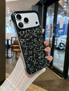 1 buah Casing Ponsel Berkilau Rhinestone Warna-warni dengan Latar Belakang Hitam, Kompatibel dengan iPhone, Pelindung Ponsel - MultiWarna - View 5