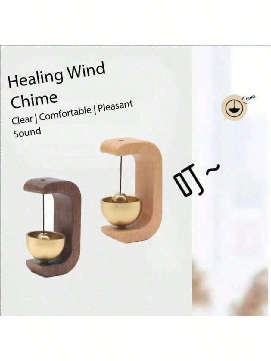 1pc Multi-Color Feng Shui Wealth Doorbell, Dopamine Wind Chime, Magnetic Doorbell, Walnut Wood Doorbell, Chinese Copper Bell, Suitable For Home And Commercial Entrance