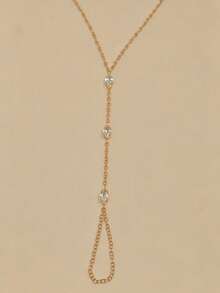 Best-Selling Bohemian Style Finger Chain Bracelet, Minimalist Marquise Cut Rhinestone Bracelet, Versatile Women's Hand Accessory, Delicate Jewelry Gift - Multicolor - View 4