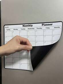 Erasable Fridge Magnet, Black Frame Monthly Calendar, Weekly Goal Tracker, Home Organization, Kitchen Whiteboard, Meal Planner, Chore List, Appointment Tracker, To-Do List, Reusable, Writable And Erasable, Home Organization, Office Supplies, Perfect For Busy Families, Weekly Planner, Vision Board - Multicolor - View 1
