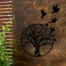 4pcs Tree Of Life & Bird Metal Wall Art Set - Modern Laser Cut Decor, Unique Home Decoration For Indoor And Outdoor, Multi-Functional Home Decor - Black - View 8