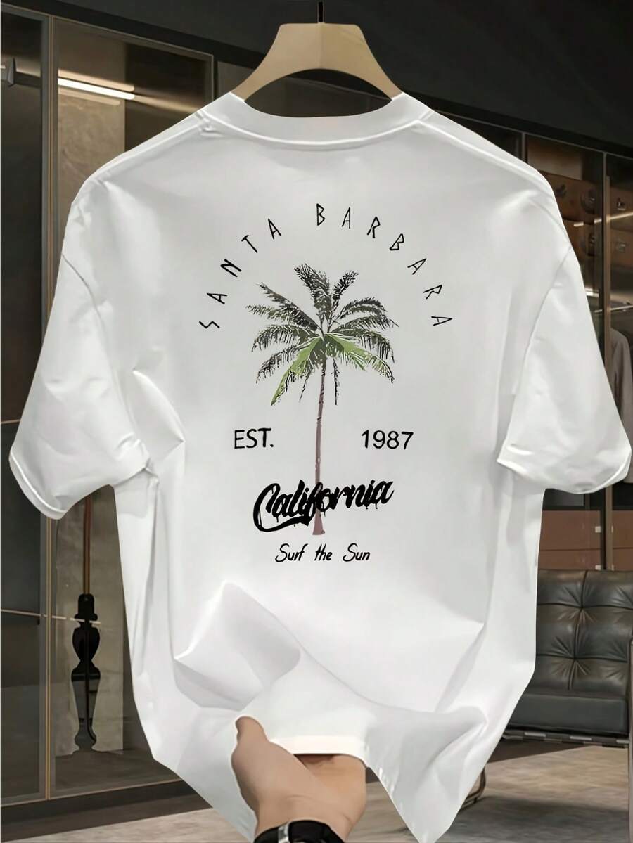 Stellar Choice 100% Men'S Pure Retro Style Print T-Shirt Easy Fashion Comfortable Casual Top 0721-S - 白色 - 查看 1
