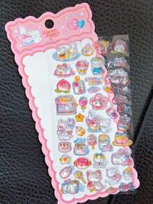 Cherry Blossom 3D Embossed Unicorn Stickers, Cute Crystal Gem Stickers, DIY Phone Decoration Stickers For Kids Girls - Multicolor - View 11