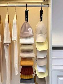 1件裝黑色棒球帽架，中性款，多功能白色帽子架，壁掛式帽子掛鉤，帽子收納架，髮飾收納架，適用於衣櫃和櫃門，臥室收納架，整理架或居家收納架，適合臥室或客廳家具，聖誕節或感恩節理想選擇，臥室裝飾，返校季 - 彩色 - 查看 5