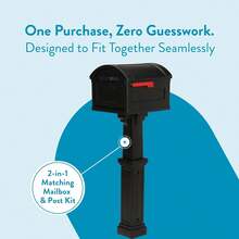 Extra Large Black Plastic Mailbox And Post Kit Durable Weather Resistant Outdoor Mailbox System - A - View 3