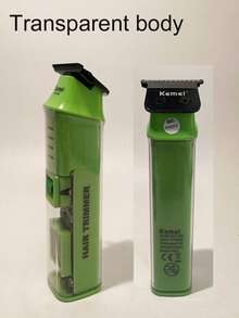 Kemei Cortadora de pelo profesional para barbería, cortadora de velocidad ajustable, diseño transparente con pantalla LED, nueva cortadora KM-1389, regalo para hombres cortadora de barba - Verde - Ver 7