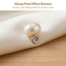 200/100/25pcs 10mm White Pearl Buttons – Round Mushroom Shape Decorative Sewing Buttons For DIY Craft, Clothing & Accessories - A - View 6