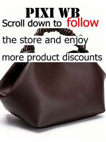 Minimalist Ruched Leather Handbag With Twisted Top Handle, Adjustable Shoulder Strap Soft Pouch Design, Fashion Versatile Crossbody Bag For Work Party - Coffee - View 3