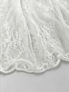 Delicate Vine Velvet Flower Lace Ruffle Trim Long Sleeve Cardigan, Women Short Mesh Sun Protection Shawl, Summer Gentle Style Sun Protection Jacket White - White - View 10