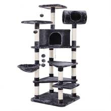 165cm Tall Multi-Level Cat Tree, Wear-Resistant Sisal Scratching Posts, Complete With Cat Houses And Hammocks, Equipped With Interactive Cat Ball, Integrates Climbing, Scratching And Resting Functions In One - Random Color - View 9