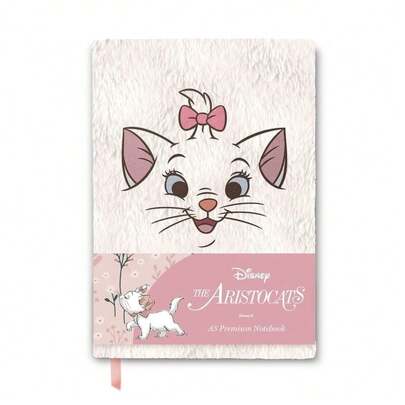 Safta Disney Marie The Aristocats Premium A5 Notebook With Soft Plush Cover, School Notebook For Notes And Diary, Pink Design With Ribbon Bookmark