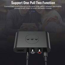 KZ 蓝牙5.2音频接收器，带USB、RCA、3.5mm AUX接口，无线立体声音乐适配器，带麦克风，适用于车载套件、扬声器、功放 - 黑色 - 查看 9