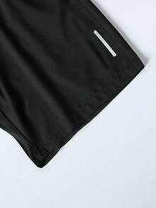 2 piezas Pantalones cortos deportivos de alto rendimiento casuales y sueltos de secado rápido para hombres, con diseño de tira reflectante, bolsillos, cremallera y cintura con cordón - Multicolor - Ver 6
