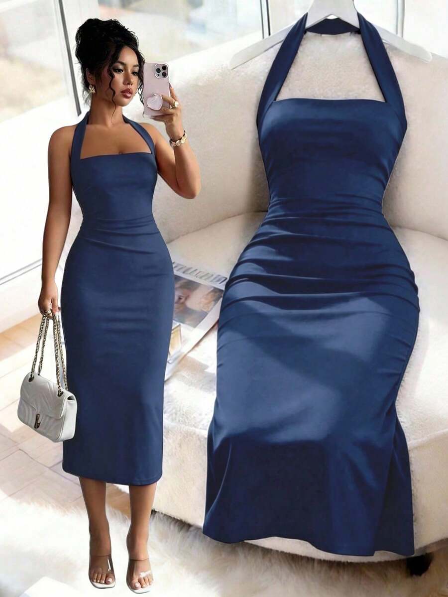 Women Midi Dresses - 海軍藍 - 查看 1