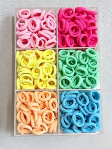200pcs Children Multi-Color High Elasticity Hair Ties, Simple Basic Practical Rubber Hair Bands, Student Gift, Daily Use Hair Accessories - Multicolor - View 3