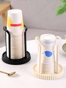 1pc Modern Plastic Cup Holder & Dispenser With Storage Rack - Multi-Functional Organizer For Coffee, Tea Cups, Kitchen & Bathroom, Durable Space-Saving Design, Coffee Storage, Easy Maintenance - Multicolor - View 2