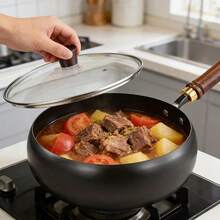 Uncoated Cast Iron Skillet, Multi-Functional Stir-Fry Pan, Large Capacity Wok, Concentrated Heat Conduction, Fast Heating, Suitable For 2-4 People. Healthy Uncoated Design, Deep Bottom, Large Capacity, High Temperature Resistant. Suitable For Kitchen And Restaurant, Perfect For Frying And Stir-Frying. - Multicolor - View 7