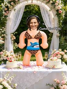 One Custom Face Inflatable Pool Party Prop, Personalized Photo Inflatable Prop, Summer Beach Pool Decoration, Custom Party Gift, Birthday Celebration. - Multicolor - View 2