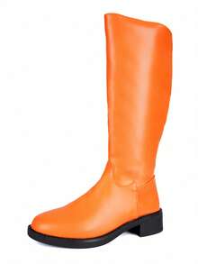 Plus Size Slip-On Boots - Orange - View 8