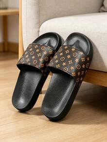 Plus Size 36-50 Men's Sandals, Comfortable Outdoor Casual Shoes, Lightweight Non-Slip Home Slippers, Durable Breathable Men's Shoes, Daily Outdoor Wear Men's Flip Flops, Indoor/Outdoor Dual-Use Slippers, Black And White Striped Men's, Women's, Teen Family Slippers (Asymmetric Pattern) Extra Large Size. - 218 Brown - View 2