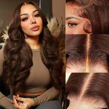 BINF Body Wave 4x4 Transparent Lace Frontal Closure Chocolate Brown Remy Unprocessed Frontal Human Hair Pre Plucked With Baby Hair - 4x4 Closure - View 9