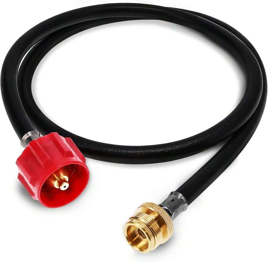 Gas One 4 Ft Propane Hose 1lb To 20lb Adapter Hose - 16.4 Oz To 20 Lb Propane Tank QCC1/ Type 1 - Allows 5+Lb Propane Tanks, Black - ColorA - View 1