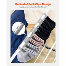 Tendedero Plegable 2 Niveles con Pinzas para Calcetines Tendedero de Ropa 1470 mm de Tendido 31 Barras de Secado Tubos de Hierro y Plástico PP Altura Ajustable para Exterior, Interior, Blanco - Tendedero de ropa de 2 niveles, 1470 mm - Ver 5