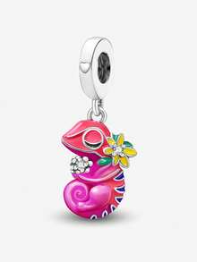 1pc Fashionable Delicate Gentle Flower Chameleon Beaded Pendant, Suitable For DIY Making Bracelets, Necklaces And Other Jewelry, Perfect Gift For Women - Silver - View 10