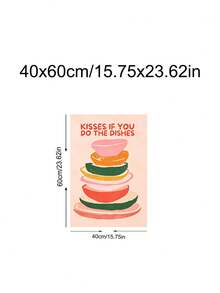 1pc Kisses For The Dishes,Croissant, Egg Dining Decor,Bon Appetit Art,Lemons Art, Quotes Art,Ideal Gift,Suitable For Bedroom,Living Room,Kitchen,Wall Arts,Wall Decor,Home Decor,Room Decor,Canvas Wall Art,Posters, Wall Art With Frame,Optional Frame ﻿ - 1PCS - View 18