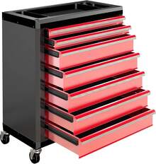 Rolling Tool Chest With Wheels, Heavy Duty Tool Cabinet Storage Organizer Box, Mobile Mechanic Utility Cart With Lockable Wheels Foam Liners Connecting Rods For Vertical Stacking, Red, Pack Of 1 - Red - View 6