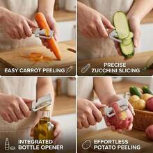 2pcs Multi-Function Peeler With Wooden Handle And Bottle Opener, 2-In-1 Stainless Steel Blades, Essential Kitchen Tool Designed For Peeling Various Fruits And Vegetables - Multiple Styles - View 8