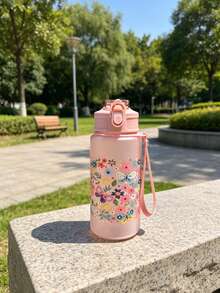 1pc 500ml Kids Water Bottle, Matte Cute Cartoon Anti-Drop Straw Cup, Back To School Kindergarten Water Cup, Portable Leak-Proof Straw Cup, Learning Cup - Multicolor - View 5