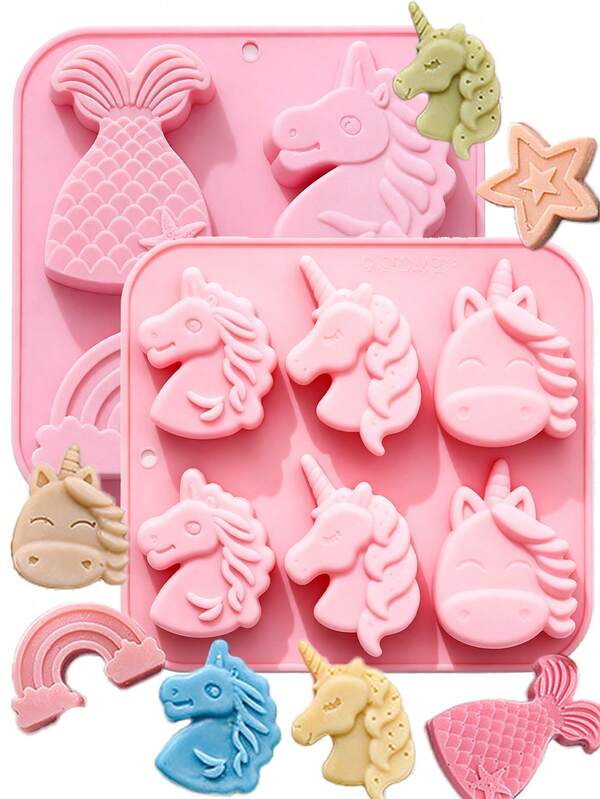 1pc Creative 6-In-1 3 Different Unicorn Shaped Silicone Mold, Resin Soap Mold, Aromatherapy Candle Mold, DIY Jewelry Mold, Home Decor Ornament Making