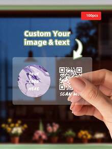 1/10/40/100/160 قطعة ملصقات شعار وملصقات رمز QR - ملصقات شكر على طلبك - تصميم قابل للتخصيص، شعار ونص كود مسح وسائل التواصل الاجتماعي، ملصقات مقاومة للماء، فينيل، لوازم تغليف الأعمال الصغيرة - شفاف - مشاهدة 23