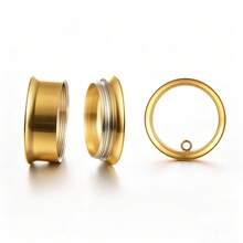2PCS DIY Dangle Ear Tunnels Stainless Steel Ear Plugs With Loop For Fixed Hanging Earrings Stretcher Piercing Jewelry - Round - View 3