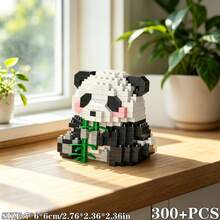 400+Pcs Cute Micro Particle Building Blocks Panda Assembly Toy - 3D DIY Chinese Style Panda Decoration, Creative Assembly Manual, Stress Relief Home Office Desktop Decor, Healing Desktop Decoration Gift, Birthday Gift, Christmas Gift - Baby Pink - View 6