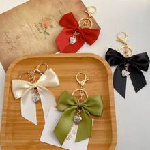 Fashionable Woven Ribbon Bow Keychain Classic Car Key Lanyard Wrist Strap Personalized Gift For Her Wedding Bridesmaid Bag Charm - Multicolor - View 8