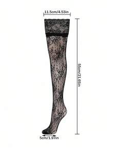 1 Pair Floral Pattern Over-The-Knee Socks, Patterned Design To Match Skirts, Elastic And Comfortable, Party Holiday Gift - Multicolor - View 3