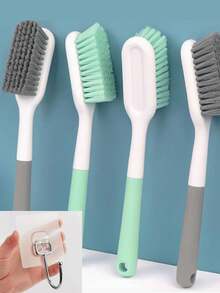 Long Handle Cleaning Brush + Hook, Stiff Bristle Brush, Suitable For Washing Clothes And Shoes, Multi-Function Gap Cleaning Brush, Home Helper - A - View 1