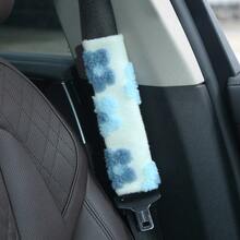 1pc Women's Car Seat Belt Cover, Short Plush Jacquard Floral Warm Fuzzy Seat Belt Sleeve - A - View 12