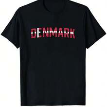 Men's Denmark Viking Heritage T-Shirt With Danish Flag Design - 100% Black With Red "Denmark" Lettering And Viking Ship Motif - Lightweight And Breathable - Black - View 7