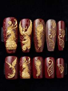 Beautizon Nailartlab قالب فن الأظافر من السيليكون ثلاثي الأبعاد بتصاميم طائر الفينيق والريش، مثالي لإنشاء أنماط بارزة رائعة لطائر الفينيق والريش والزخارف الحلزونية، لوازم فن الأظافر - متعدد الألوان - مشاهدة 5
